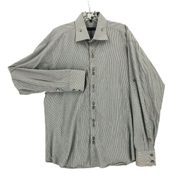 Jared Lang Button Up Shirt Adult Extra Large Gray Square Button Long Sleeve Mens - Picture 1 of 12